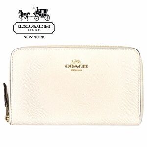 Coach Cream Zip-Around Wallet
